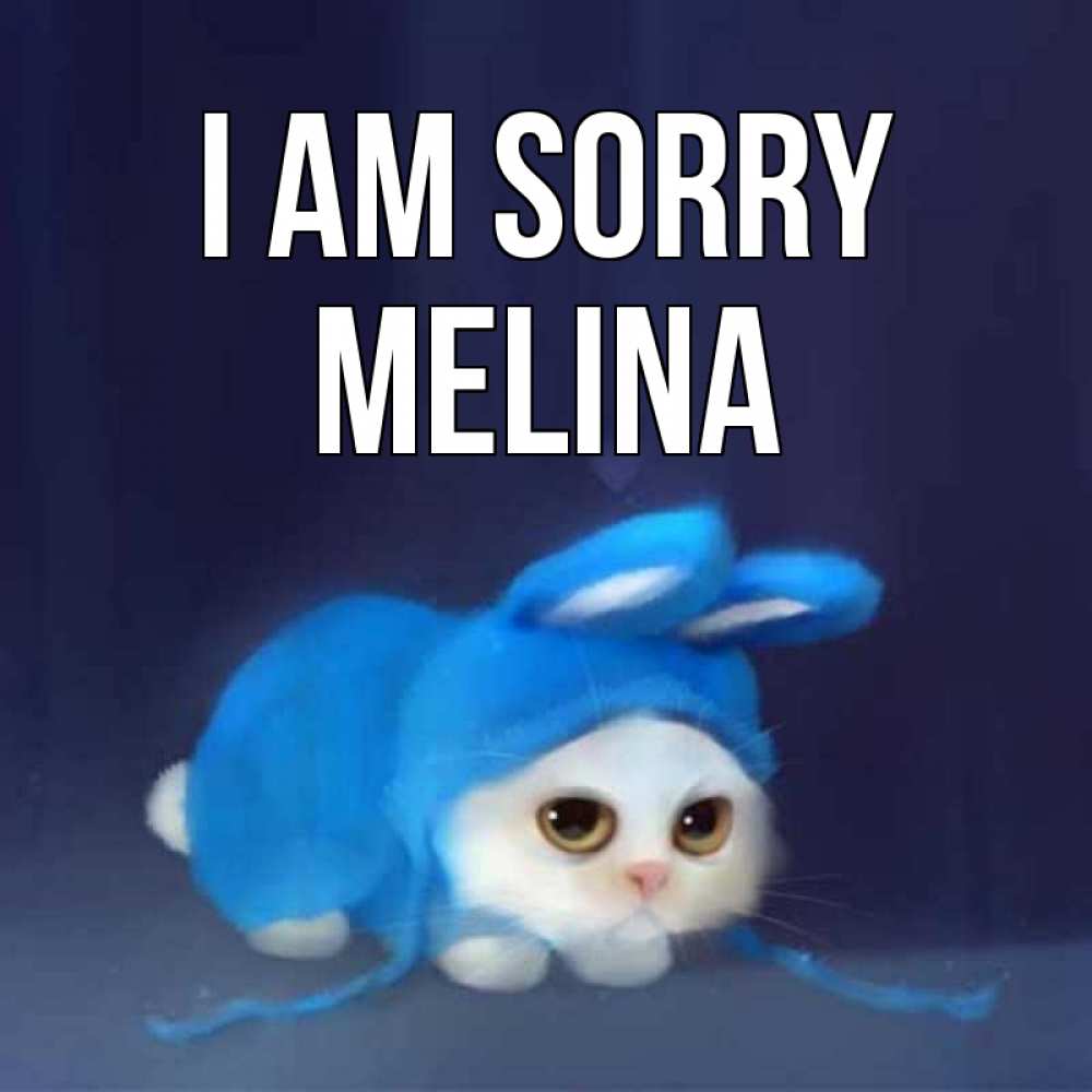 Greetings card с именем, Melina I am sorry невинный котозай просит прощения Greetings with text for free download 