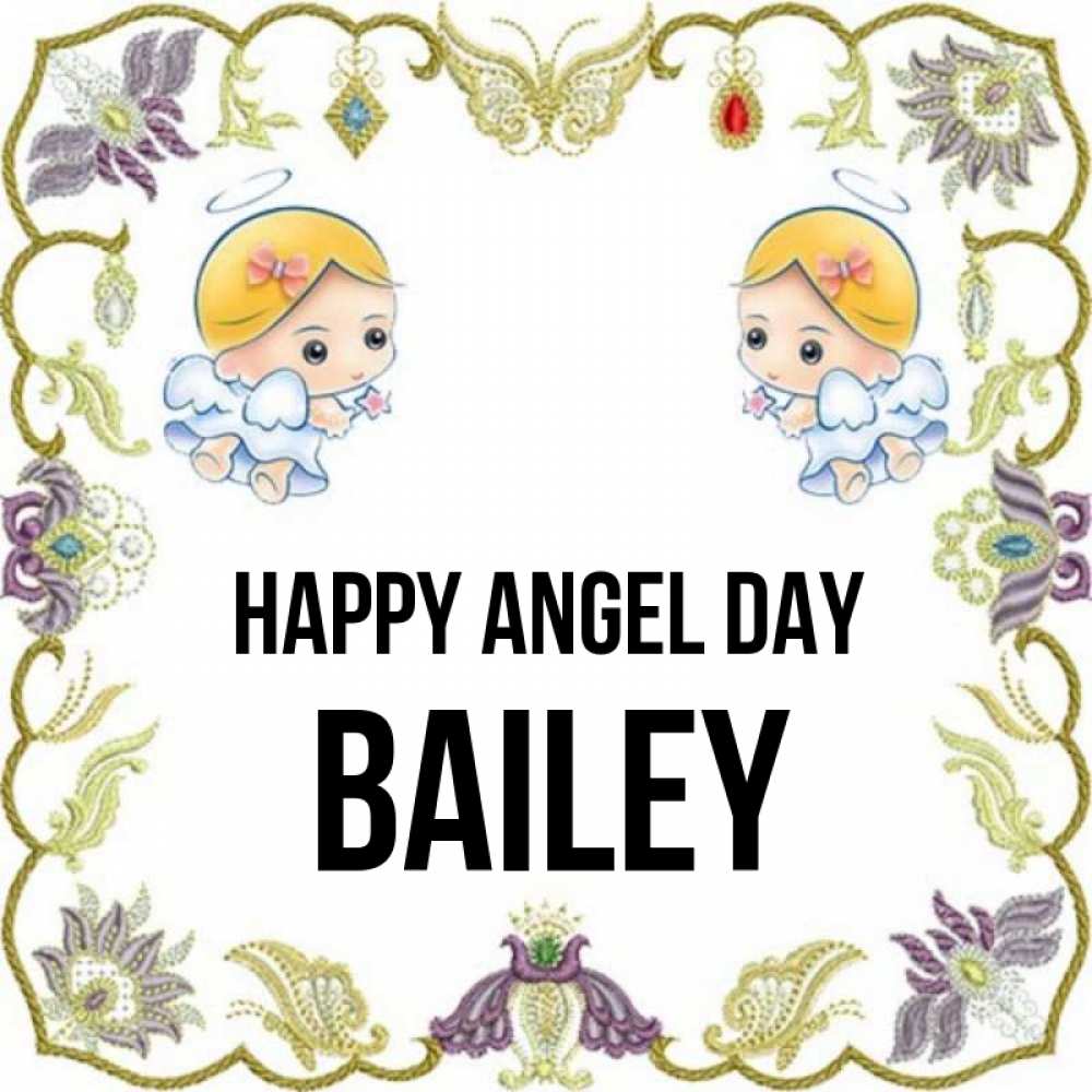 Greetings card с именем, Bailey happy angel day маленькие ангелы с крылышками Greetings with text for free download 