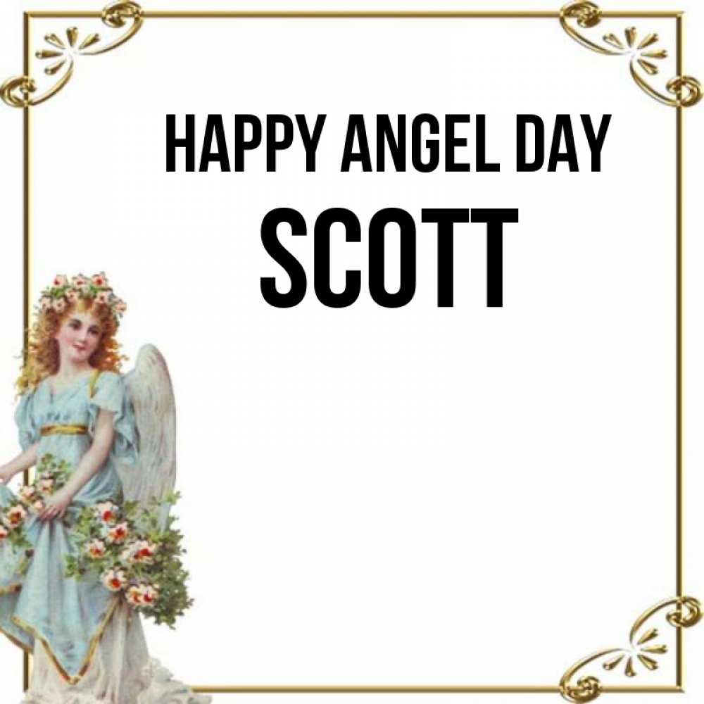 Greetings card с именем, Scott happy angel day с именинами от девушки ангела Greetings with text for free download 