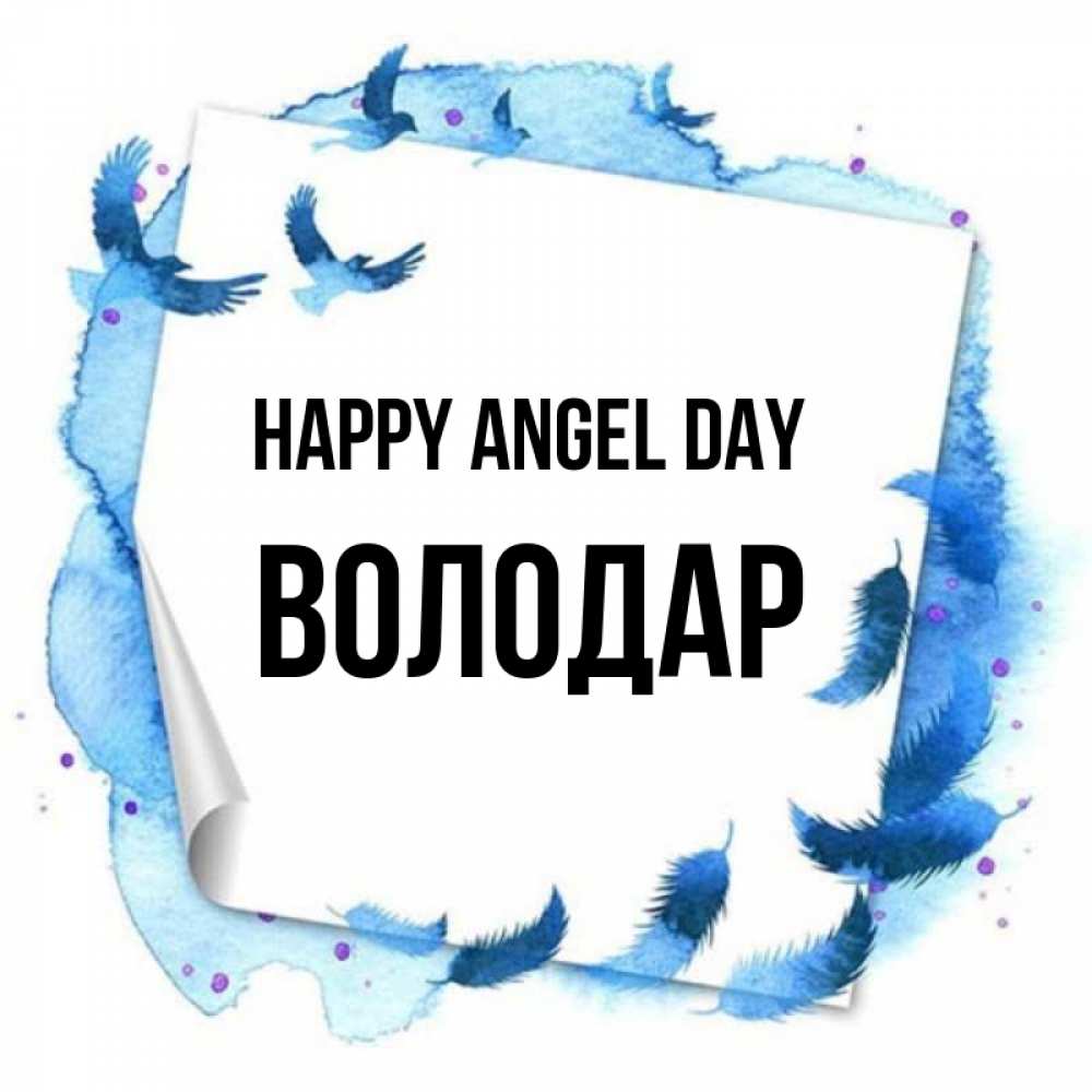 Greetings card с именем, Володар happy angel day красивые птицы летят Greetings with text for free download 