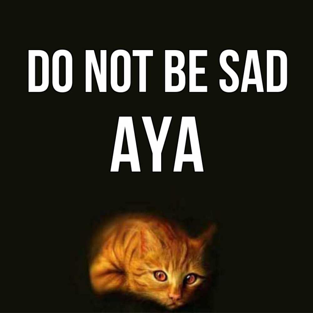 Greetings card с именем, Aya Do not be sad лежащий кот в темноте Greetings with text for free download 