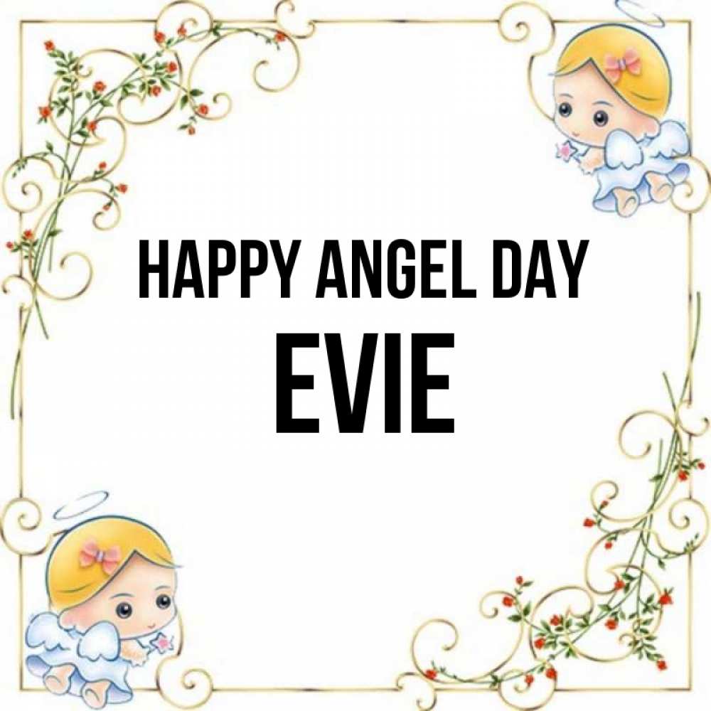 Greetings card с именем, Evie happy angel day девочки ангелы Greetings with text for free download 