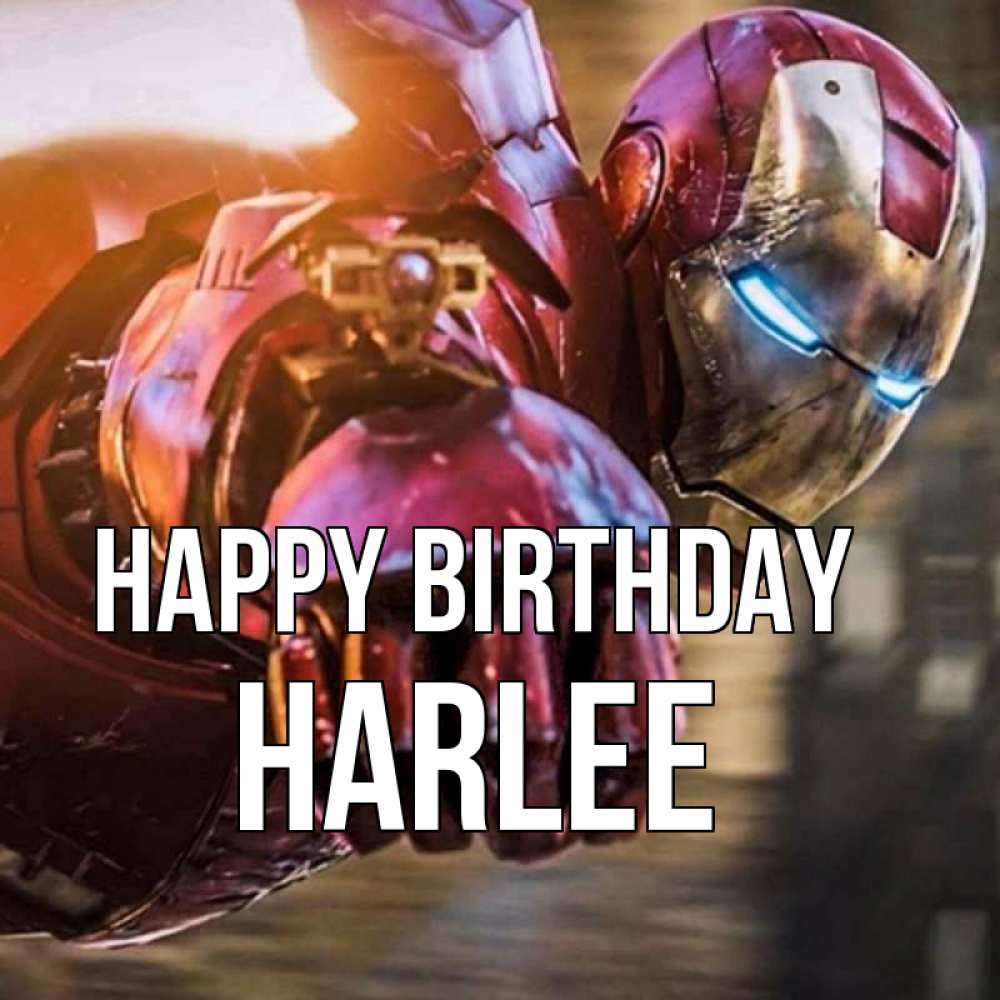 Greetings card с именем, Harlee Happy Birthday марвел супергерои в костюме Greetings with text for free download 