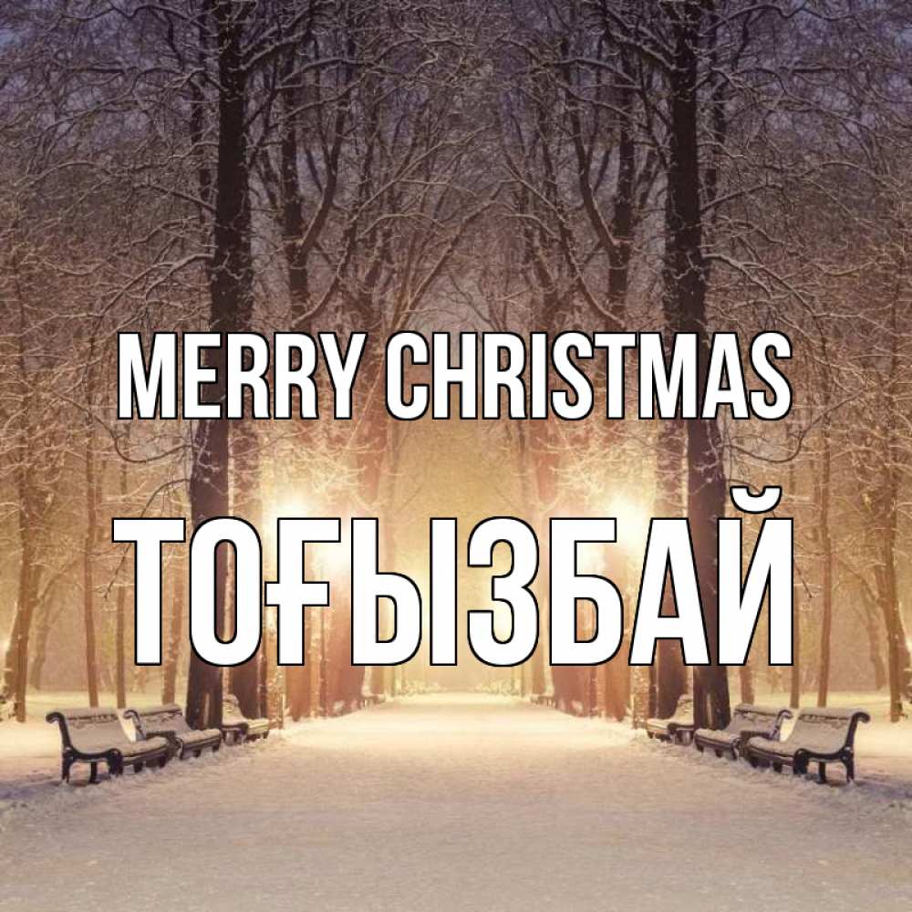 Greetings card с именем, ТОҒЫЗБАЙ Merry Christmas зима, парк, фонарь, лес Greetings with text for free download 