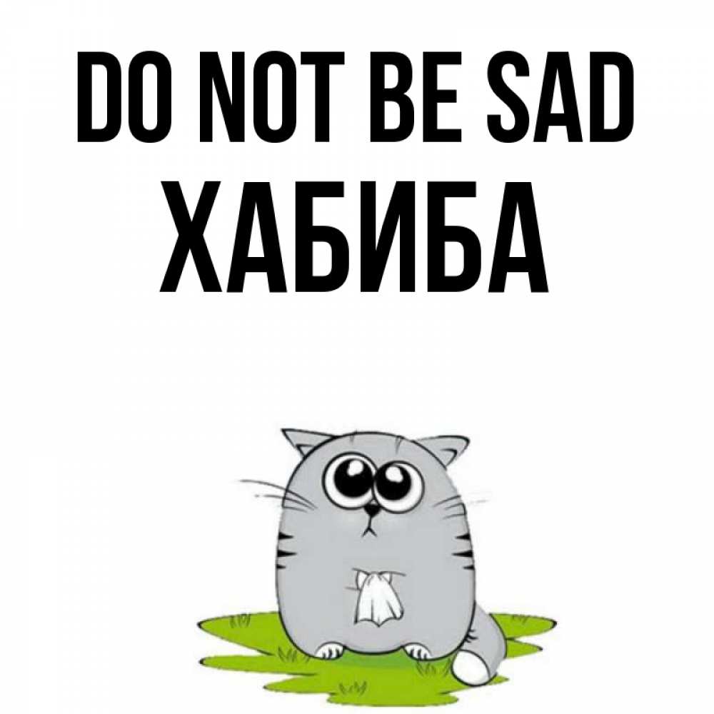 Greetings card с именем, ХАБИБА Do not be sad грустный котяра Greetings with text for free download 