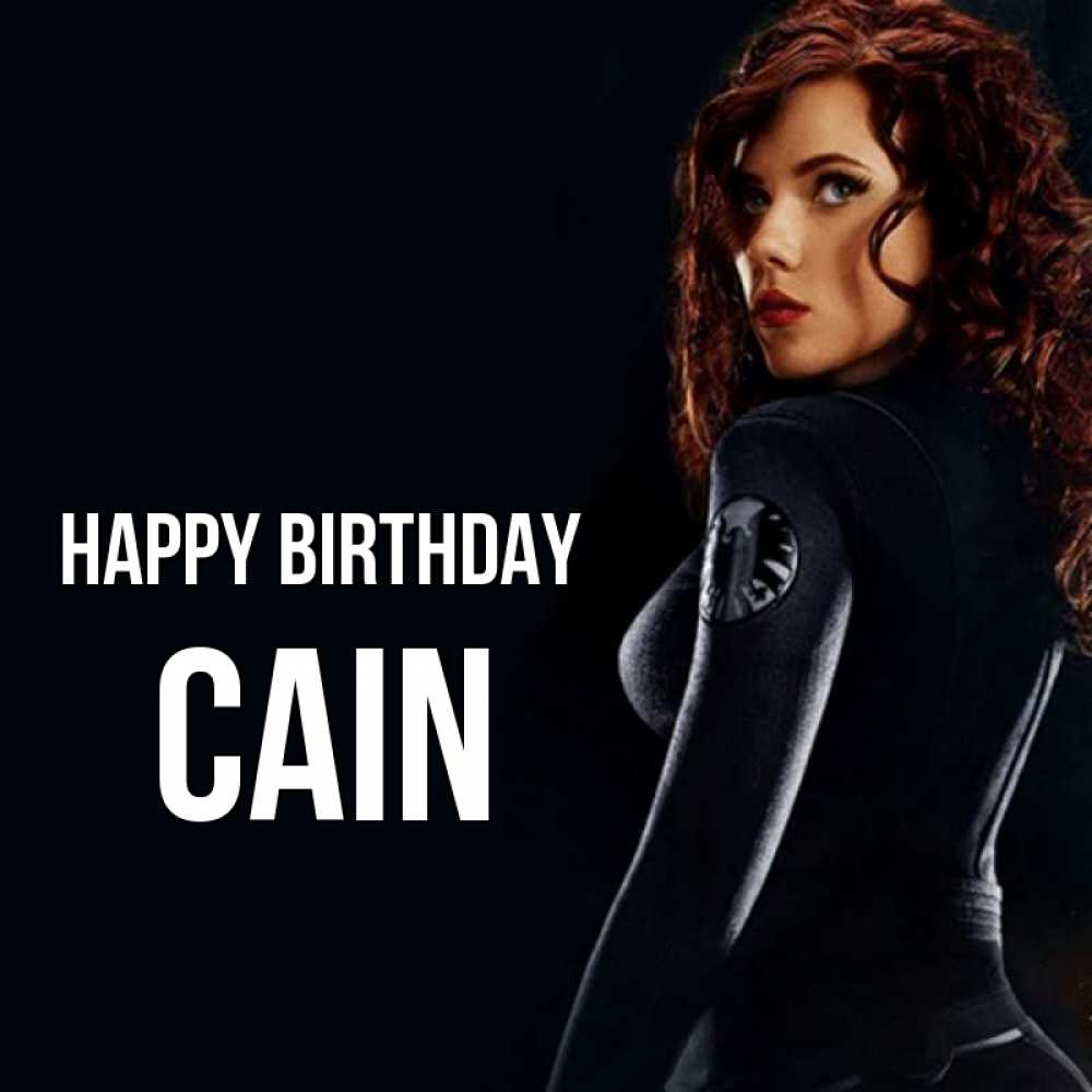 Greetings card с именем, Cain Happy Birthday Марвел черная вдова Greetings with text for free download 