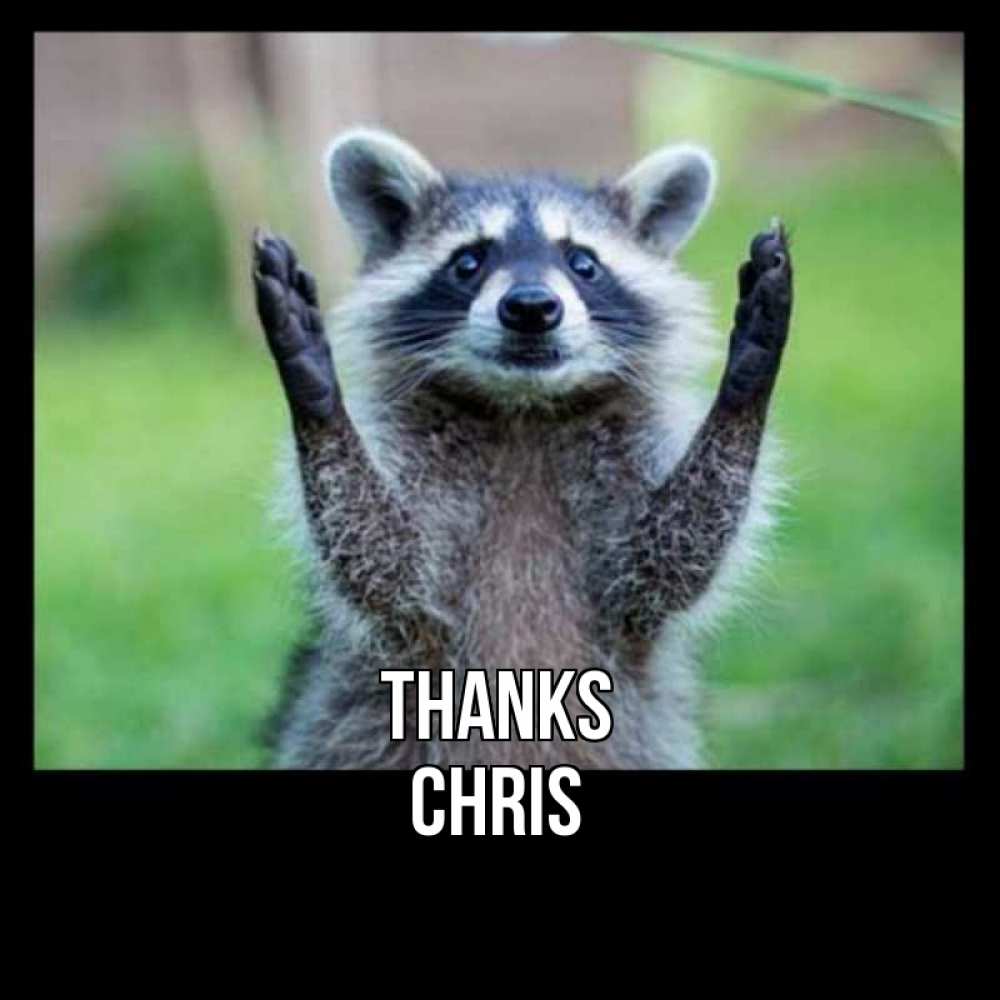 Greetings card с именем, Chris Thanks милые животные Greetings with text for free download 