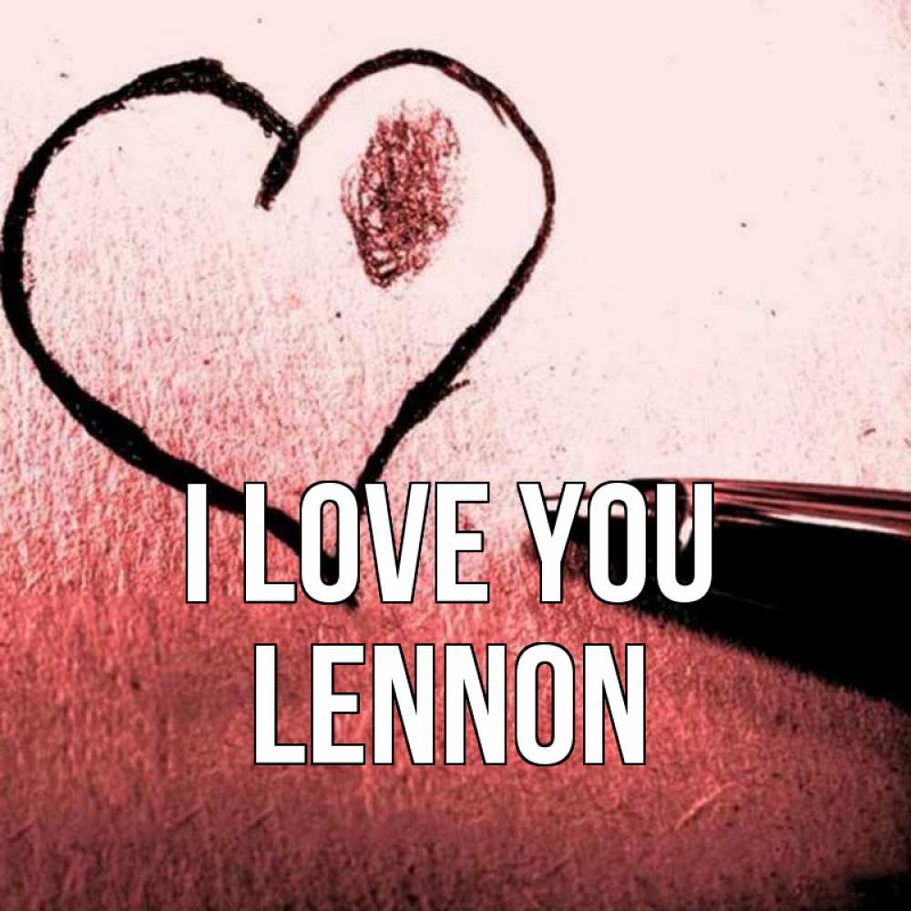Greetings card с именем, Lennon I love you черное сердце Greetings with text for free download 