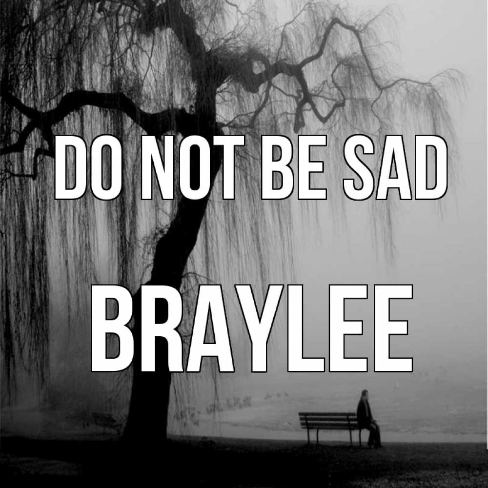 Greetings card с именем, Braylee Do not be sad висящие ветки дерева и лавочка под деревом Greetings with text for free download 