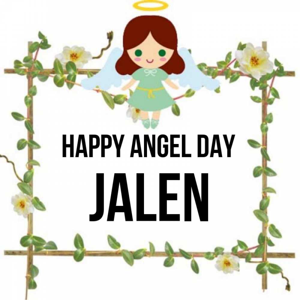 Greetings card с именем, Jalen happy angel day Ангел с нимбом Greetings with text for free download 