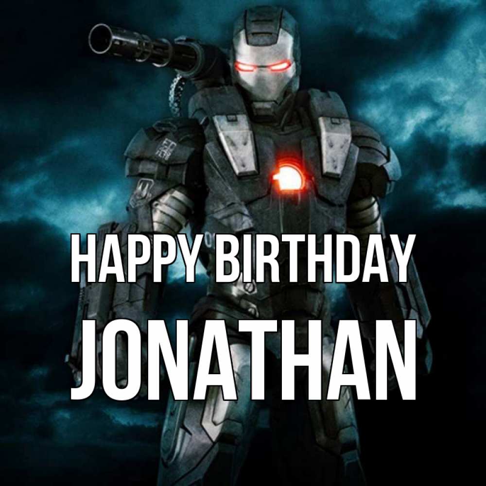 Greetings card с именем, Jonathan Happy Birthday марвел супергерой в новом костюме Greetings with text for free download 