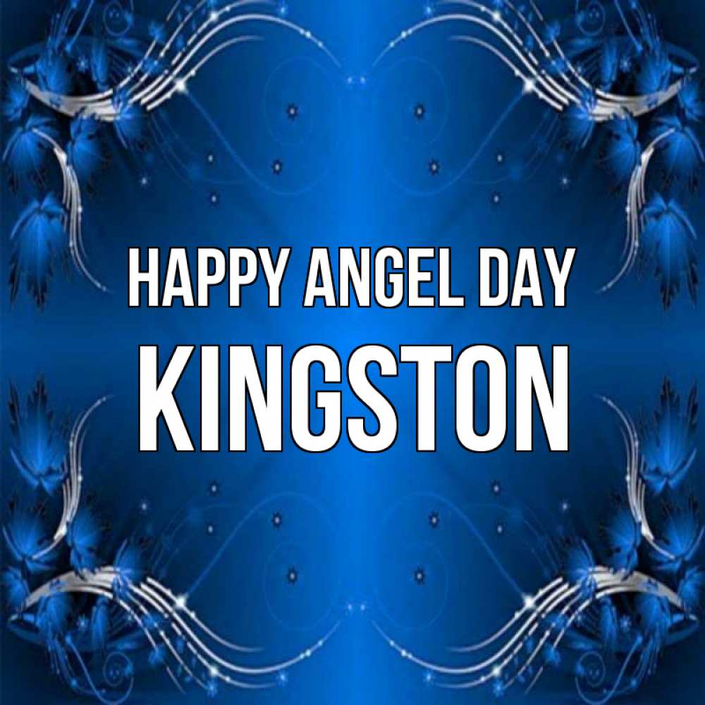 Greetings card с именем, Kingston happy angel day красивая рамочка с узорами Greetings with text for free download 