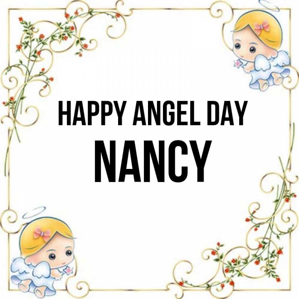 Greetings card с именем, Nancy happy angel day девочки ангелы Greetings with text for free download 