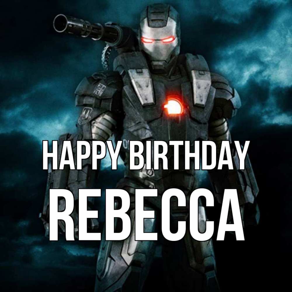 Greetings card с именем, Rebecca Happy Birthday марвел супергерой в новом костюме Greetings with text for free download 