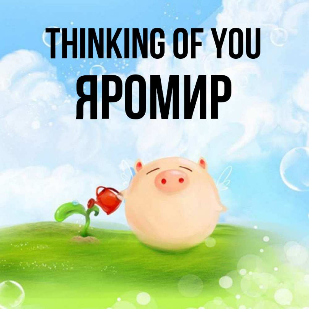 Greetings card с именем, Яромир Thinking of you позитивная свинюшка Greetings with text for free download 