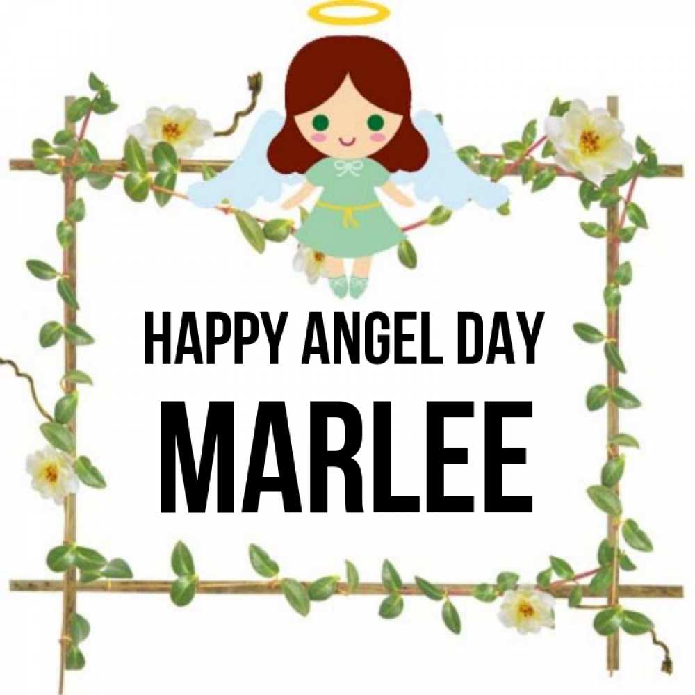 Greetings card с именем, Marlee happy angel day Ангел с нимбом Greetings with text for free download 