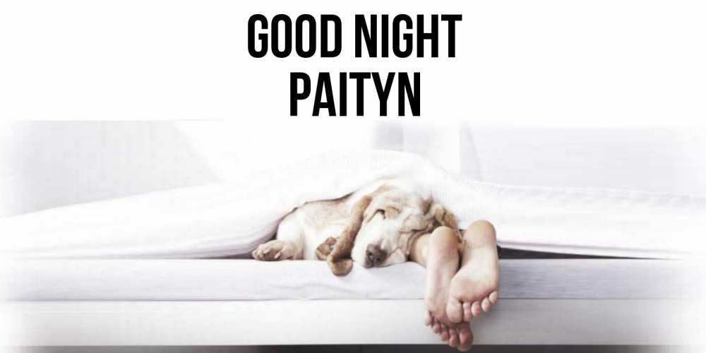 Greetings card с именем, Paityn Good night кровать с собакой пожелание сладких снов и спокойной ночи Greetings with text for free download 