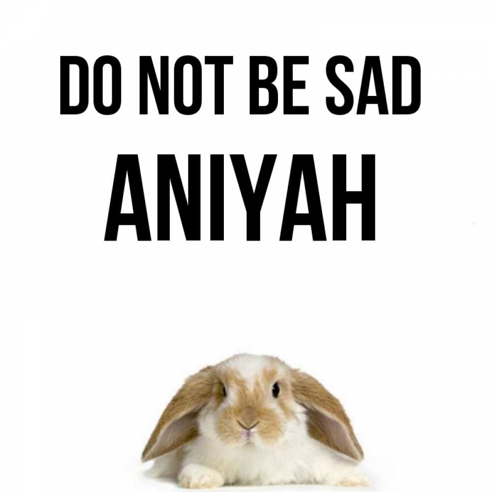 Greetings card с именем, Aniyah Do not be sad коричнево белый заяц с большими ушками Greetings with text for free download 