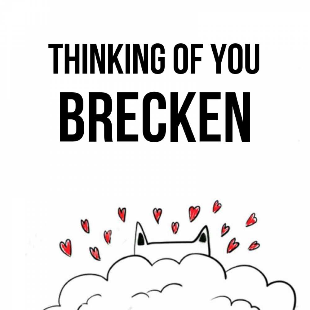 Greetings card с именем, Brecken Thinking of you кот за облаком Greetings with text for free download 