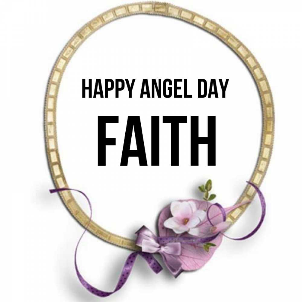 Greetings card с именем, Faith happy angel day золотая рамочка Greetings with text for free download 