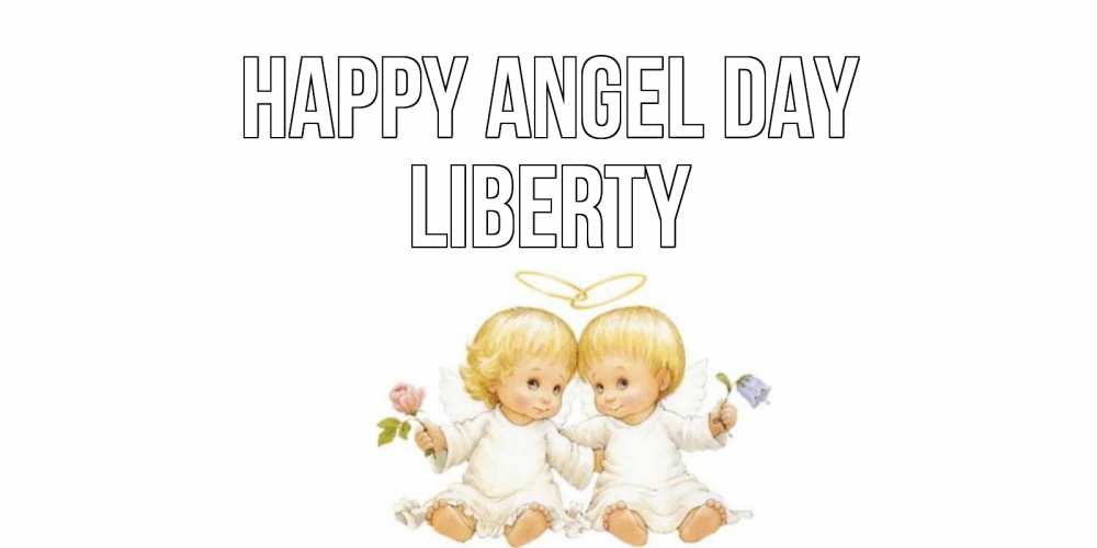Greetings card с именем, Liberty happy angel day Два ребенка ангела Greetings with text for free download 