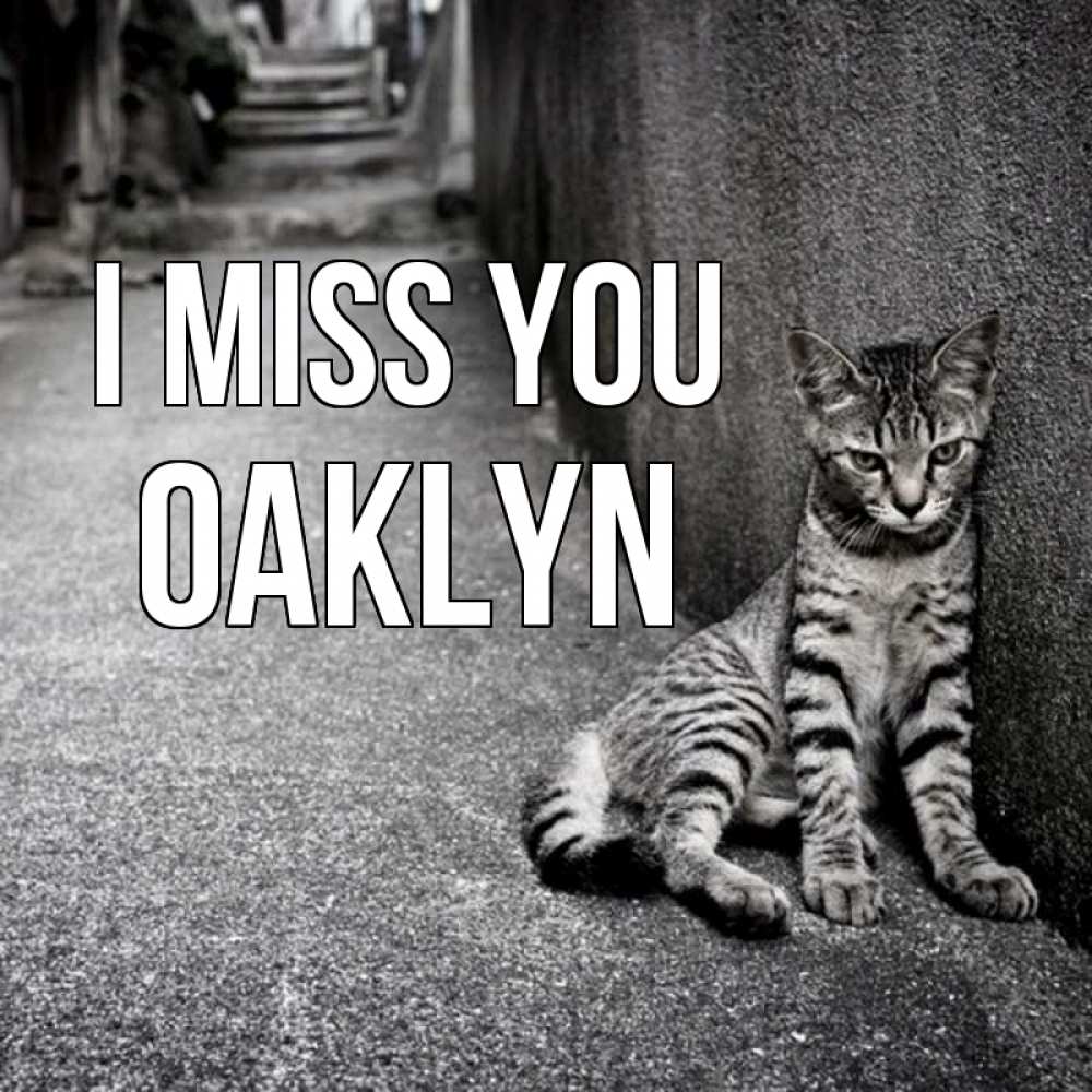 Greetings card с именем, Oaklyn I miss you одиноко котику Greetings with text for free download 