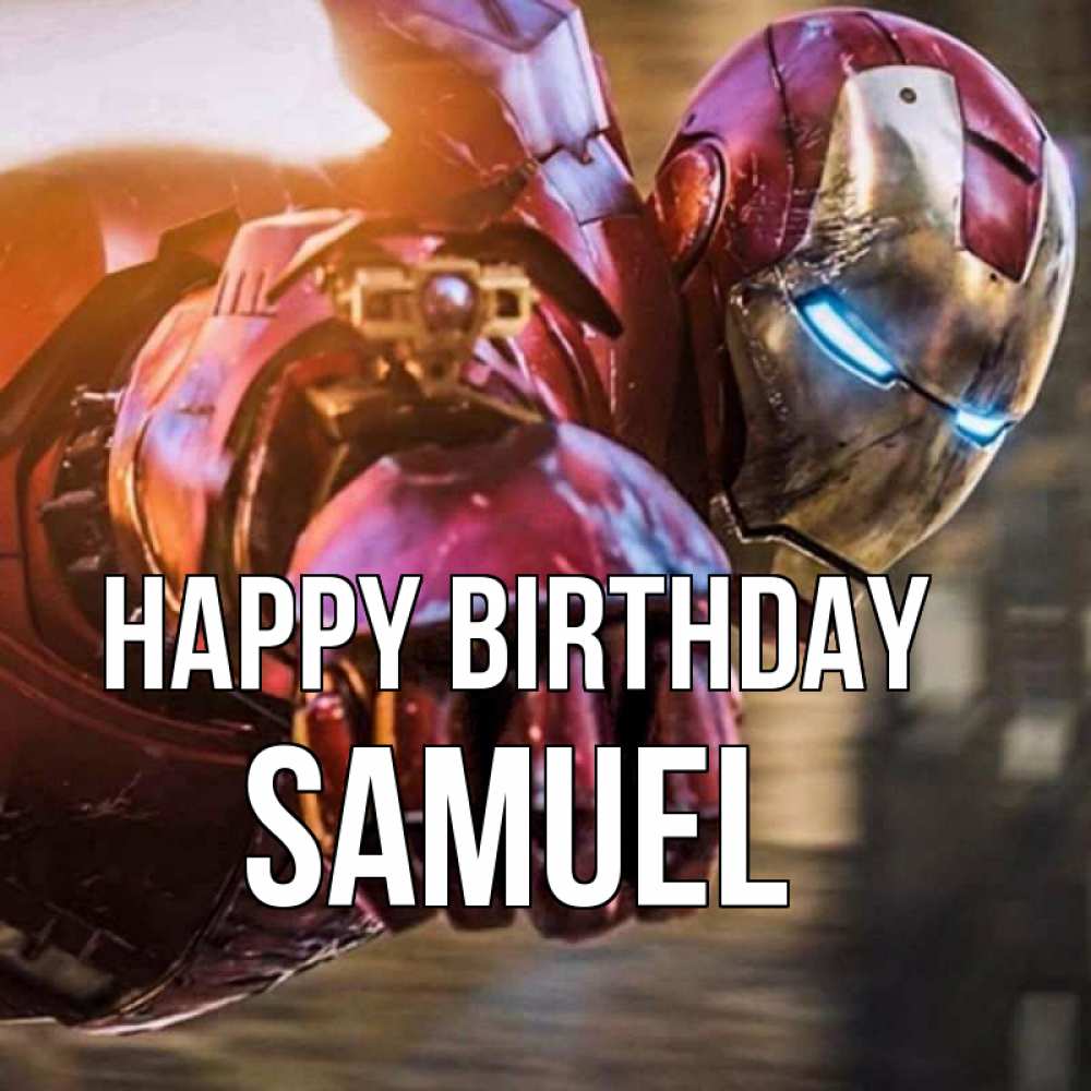 Greetings card с именем, Samuel Happy Birthday марвел супергерои в костюме Greetings with text for free download 