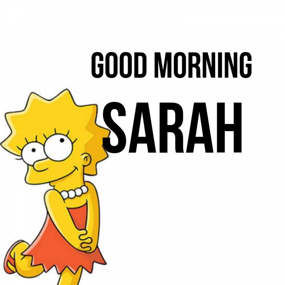 Greetings card с именем, Sarah Good morning в платье и ожерелье Greetings with text for free download 