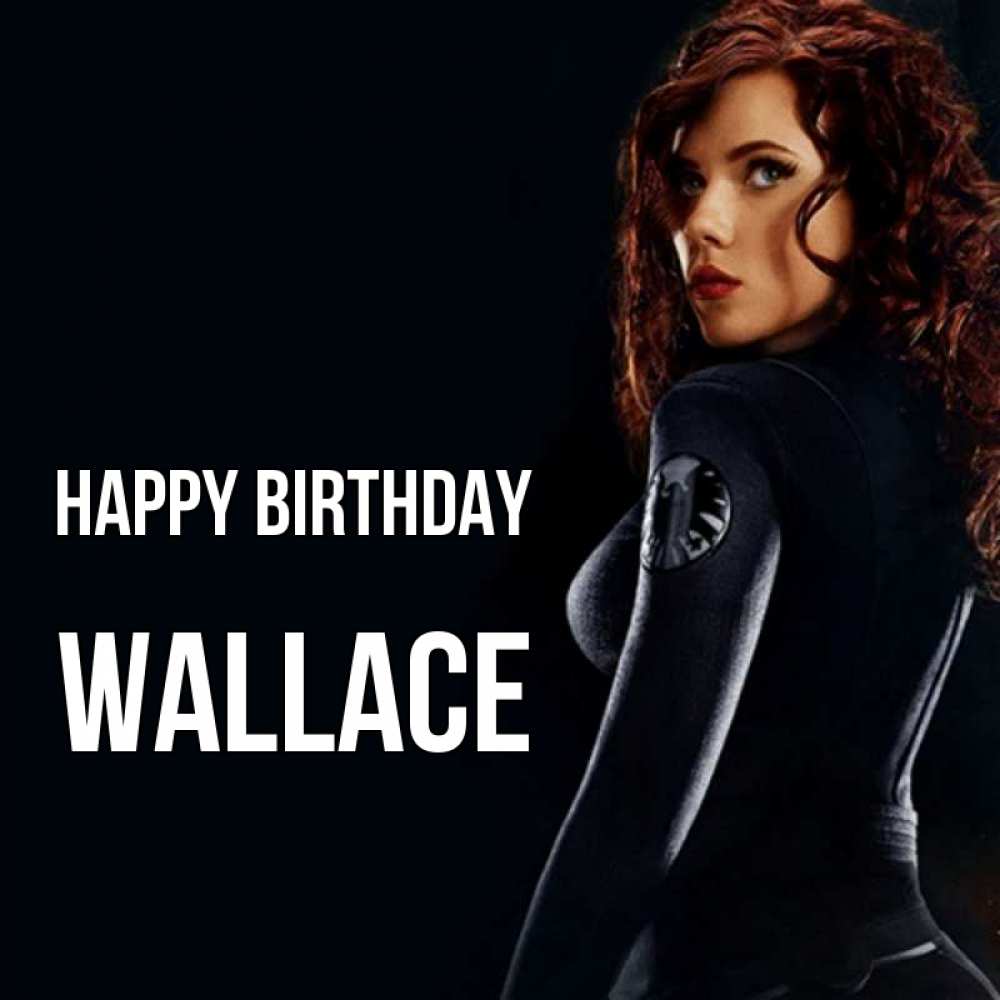 Greetings card с именем, Wallace Happy Birthday Марвел черная вдова Greetings with text for free download 
