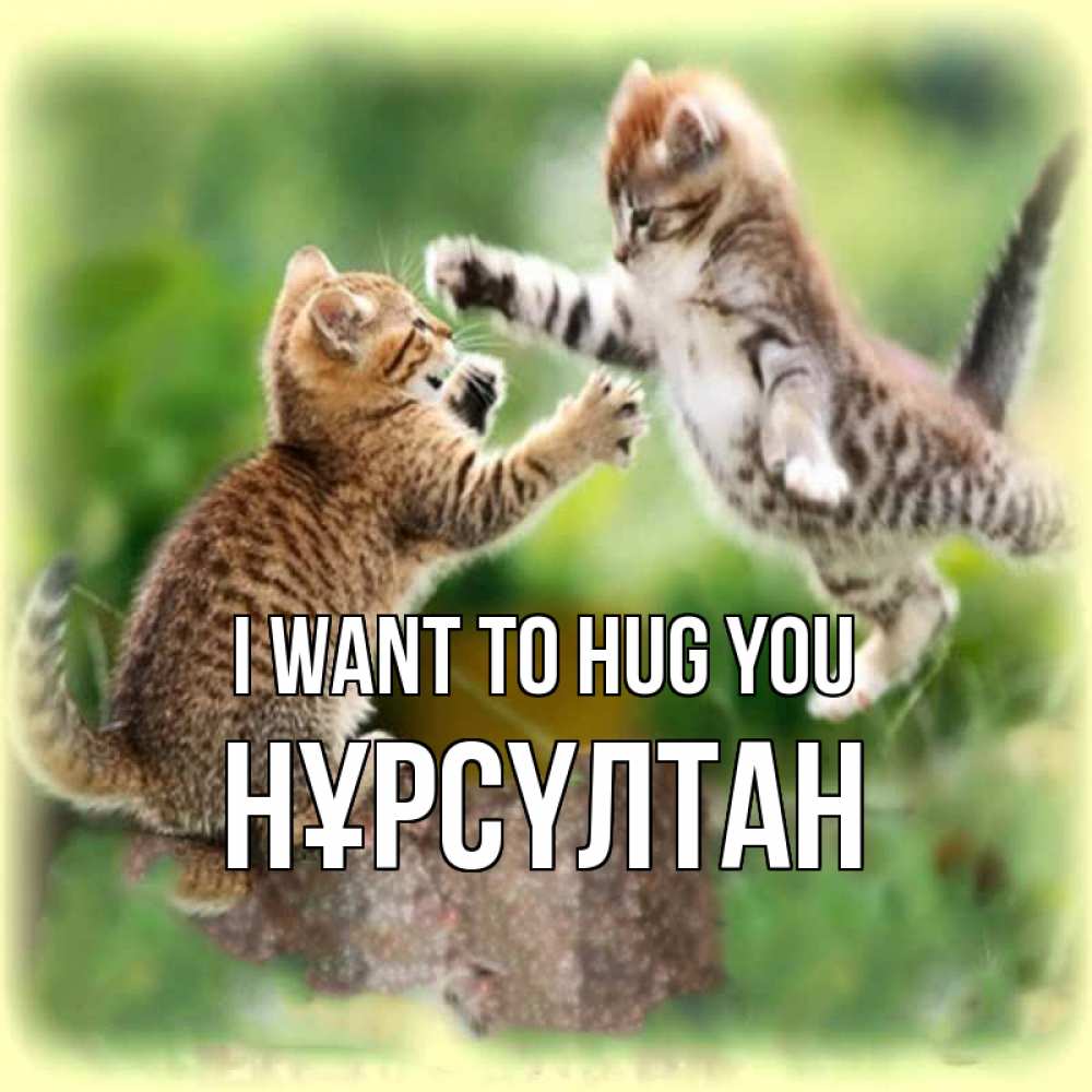 Greetings card с именем, НҰРСҮЛТАН I want to hug you игры котят Greetings with text for free download 