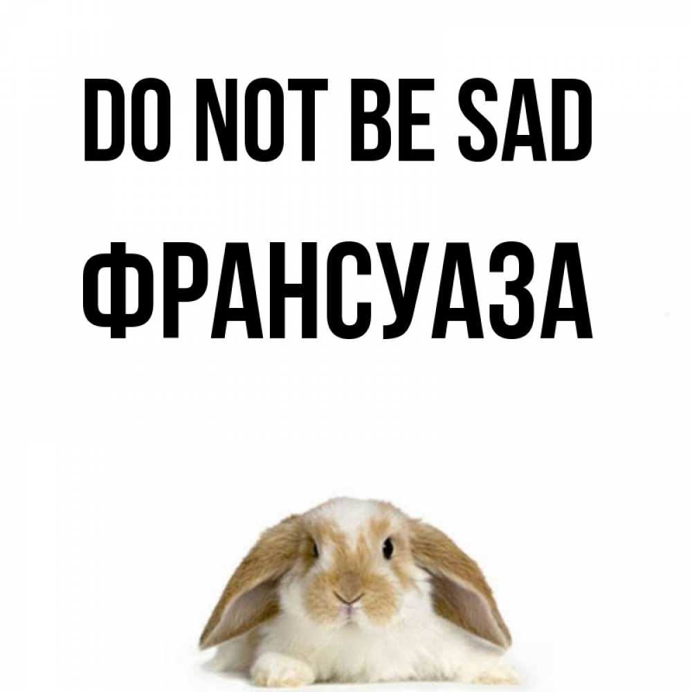 Greetings card с именем, Франсуаза Do not be sad коричнево белый заяц с большими ушками Greetings with text for free download 