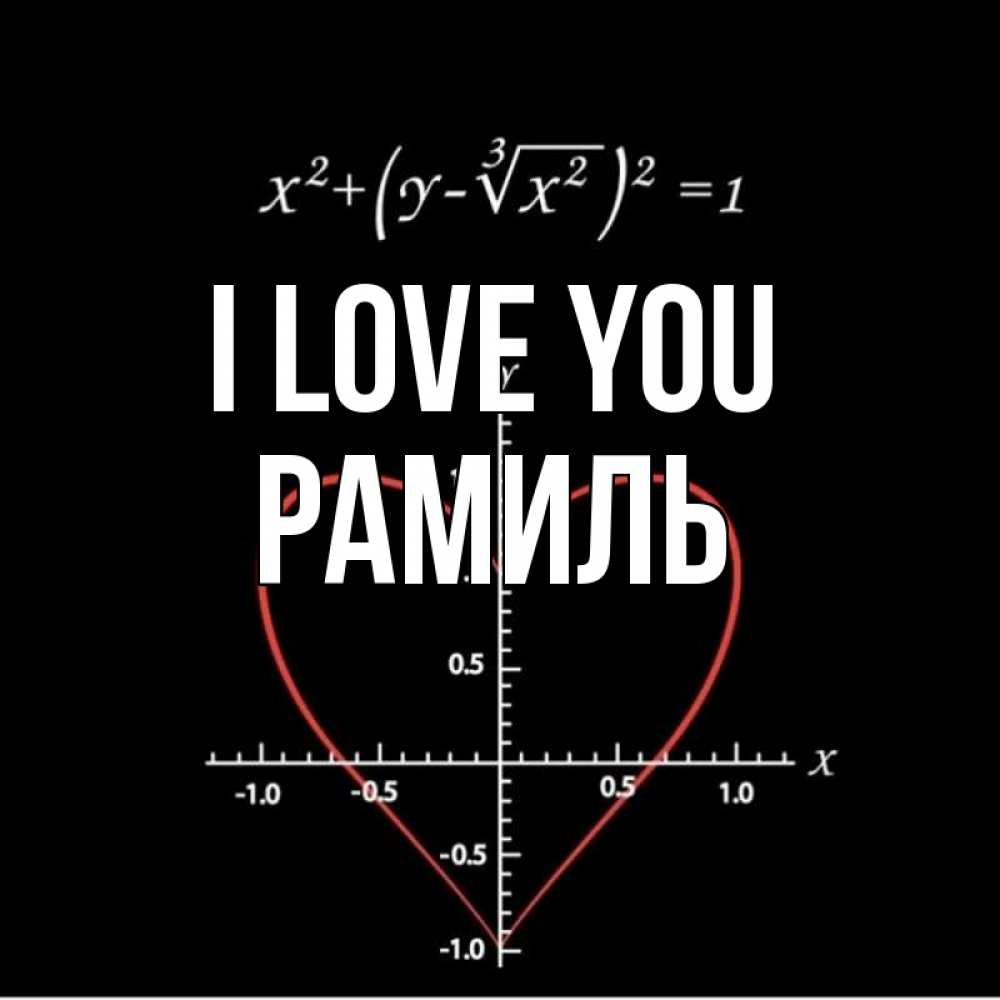 Greetings card с именем, Рамиль I love you сердечная формула Greetings with text for free download 