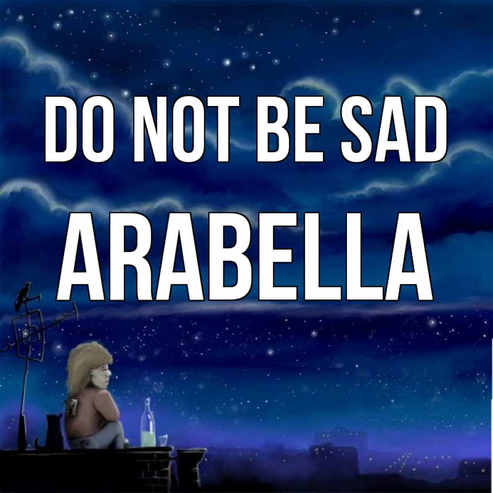 Greetings card с именем, Arabella Do not be sad город с крыши Greetings with text for free download 