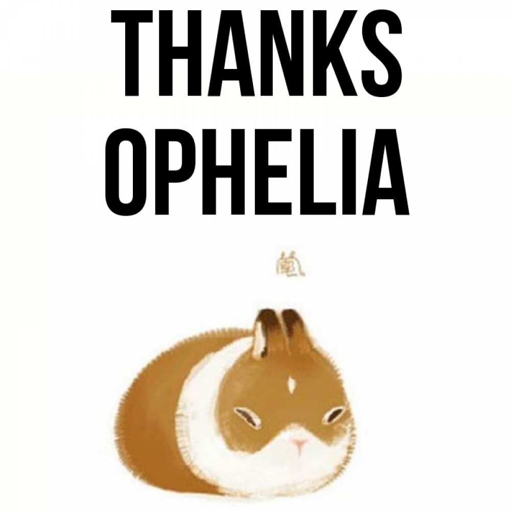 Greetings card с именем, Ophelia Thanks коричнево белый домашний питомец Greetings with text for free download 