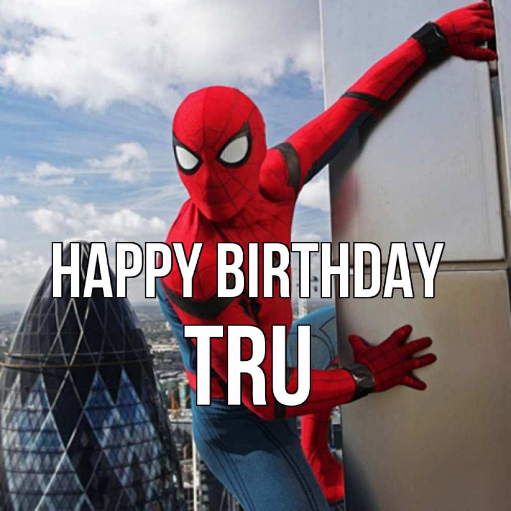 Greetings card с именем, Tru Happy Birthday Марвел Greetings with text for free download 