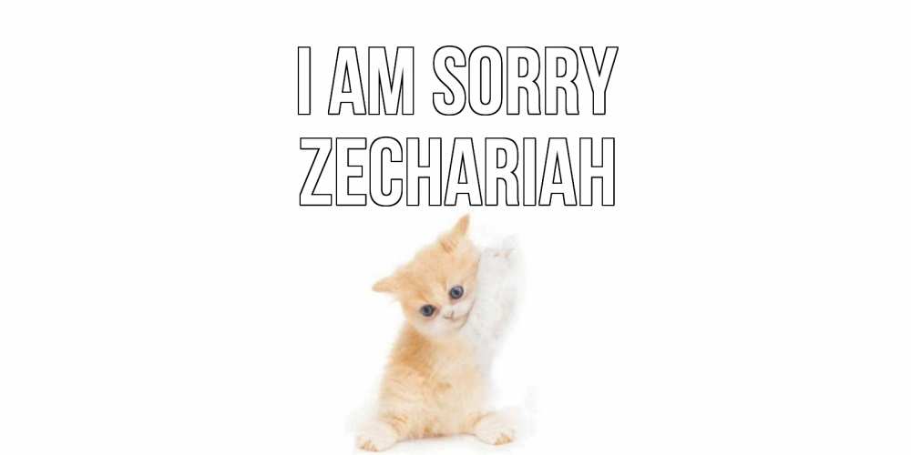 Greetings card с именем, Zechariah I am sorry кот Greetings with text for free download 