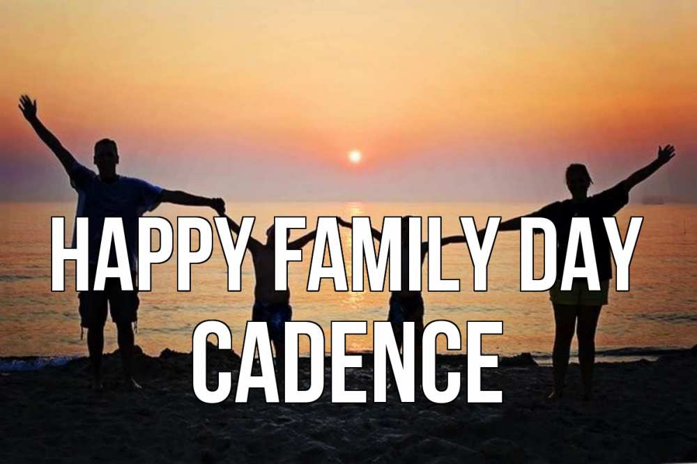 Greetings card с именем, Cadence happy family day мама, папа, дети, дочка,сын, море, пляж, закат Greetings with text for free download 