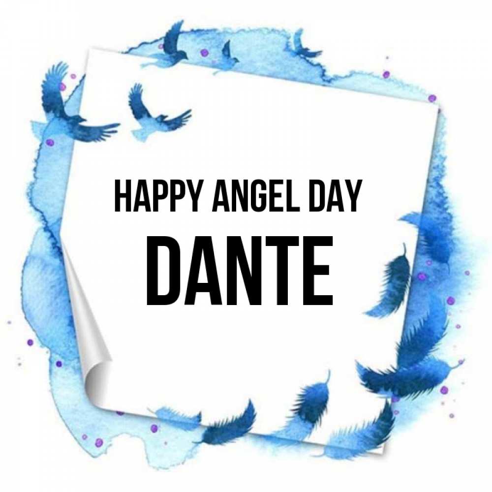 Greetings card с именем, Dante happy angel day красивые птицы летят Greetings with text for free download 