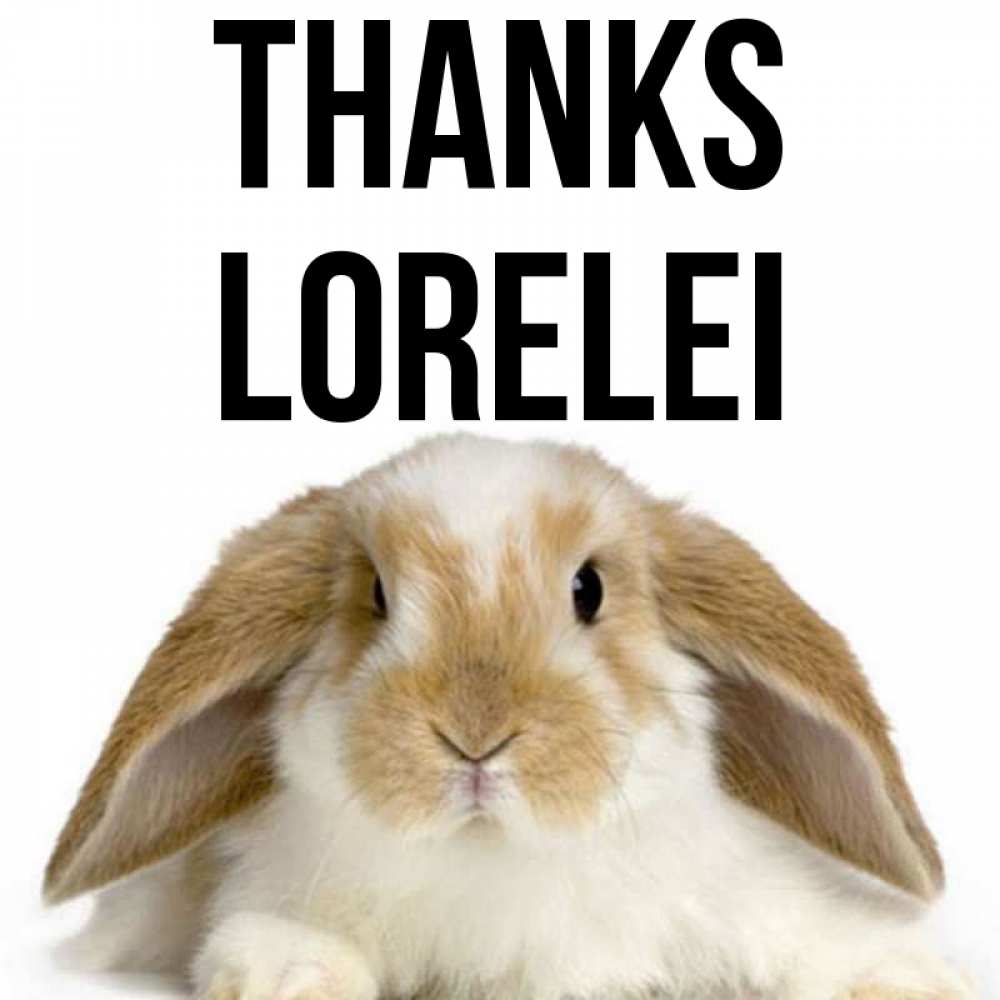 Greetings card с именем, Lorelei Thanks коричнево белый заяц Greetings with text for free download 