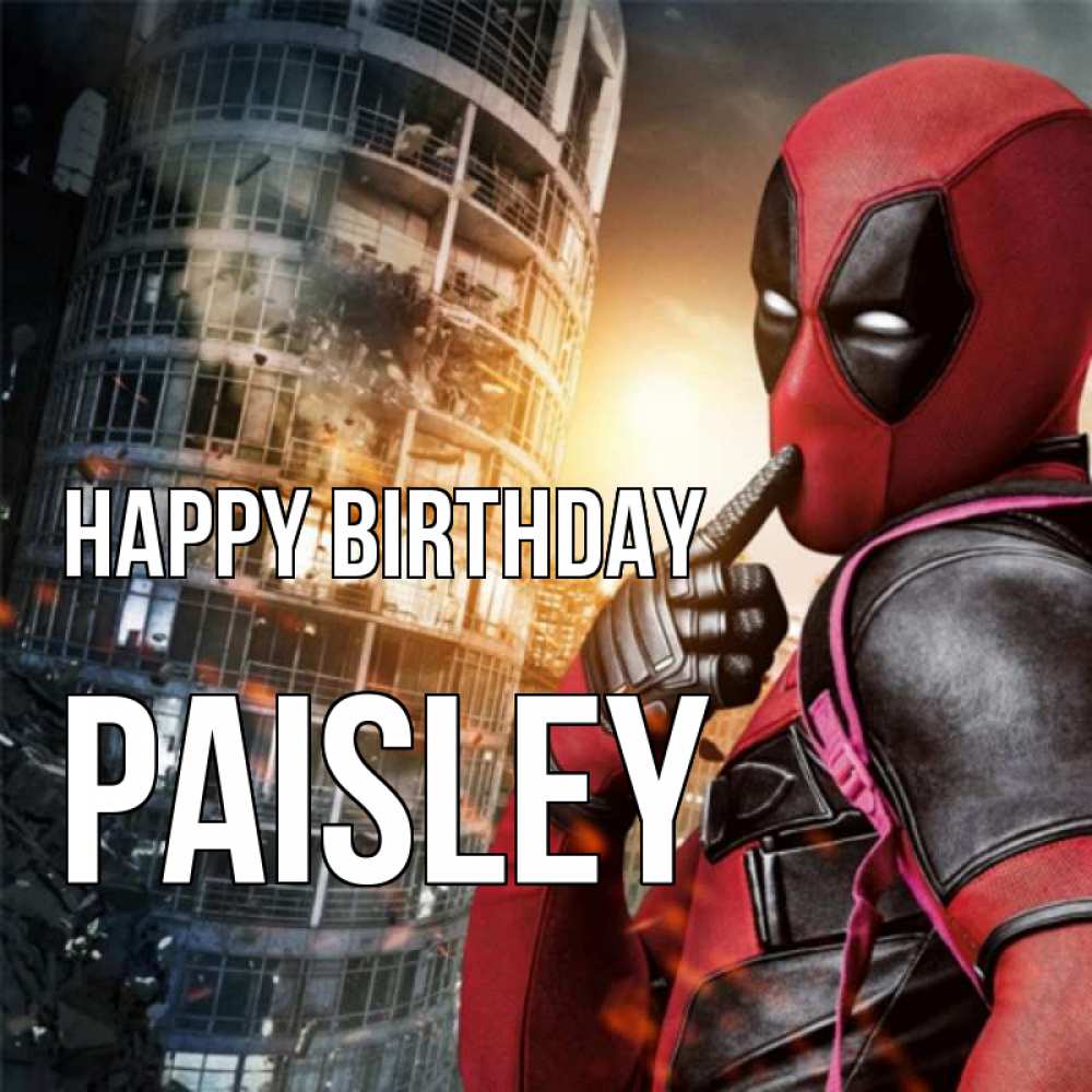 Greetings card с именем, Paisley Happy Birthday с супергероями Greetings with text for free download 