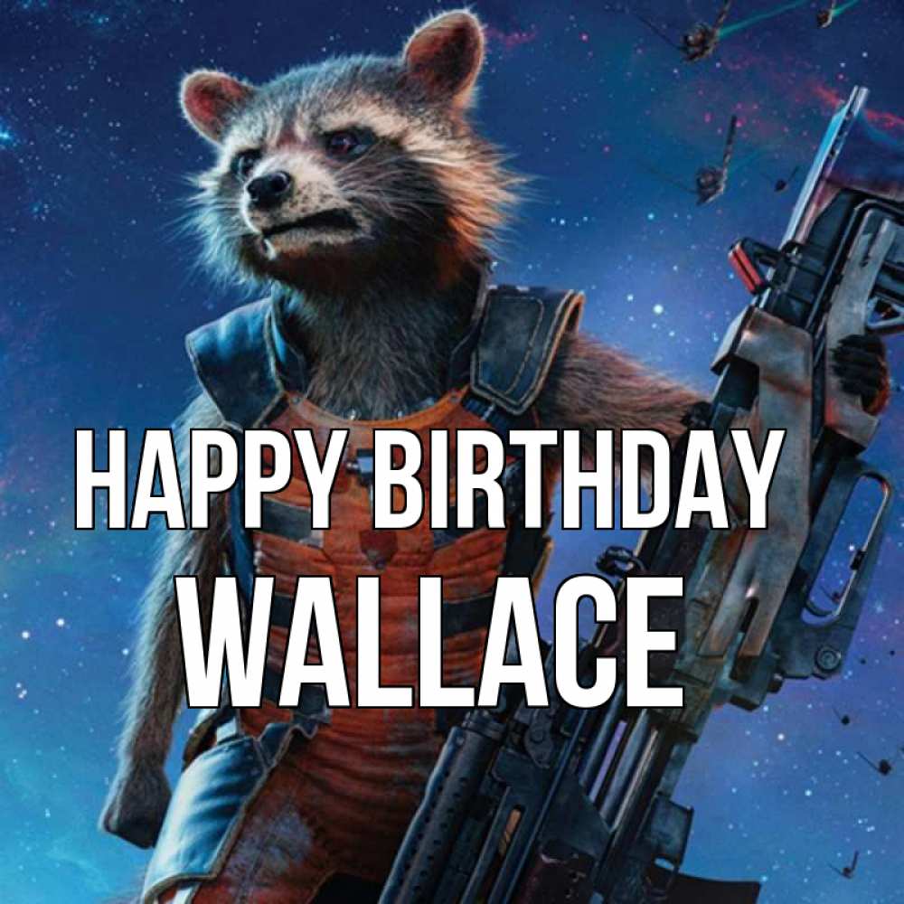 Greetings card с именем, Wallace Happy Birthday реактивный Рокета Greetings with text for free download 