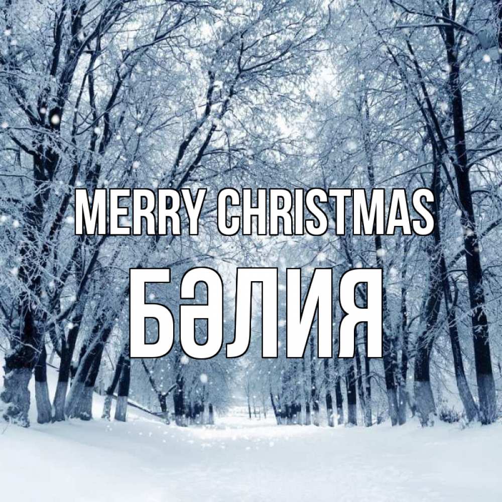 Greetings card с именем, БӘЛИЯ Merry Christmas снег, лес, парк Greetings with text for free download 