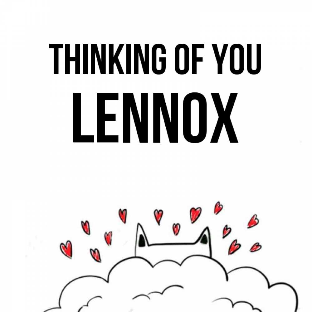 Greetings card с именем, Lennox Thinking of you кот за облаком Greetings with text for free download 