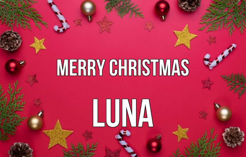 Greetings card с именем, Luna Merry Christmas с рождеством Greetings with text for free download 
