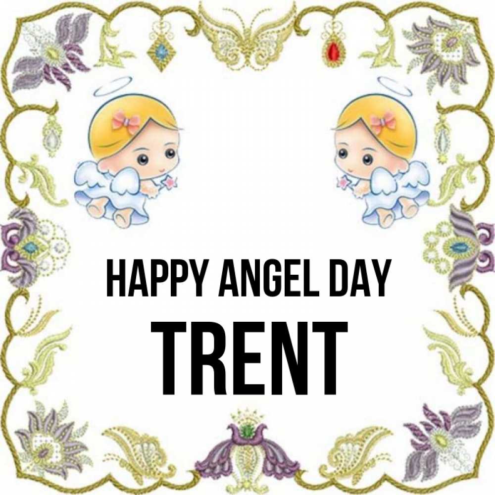 Greetings card с именем, Trent happy angel day маленькие ангелы с крылышками Greetings with text for free download 