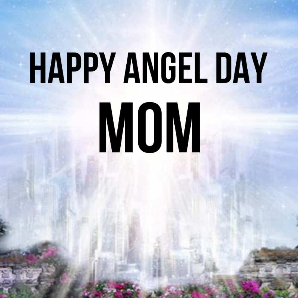 Greetings card с именем, mom happy angel day небесный свет Greetings with text for free download 