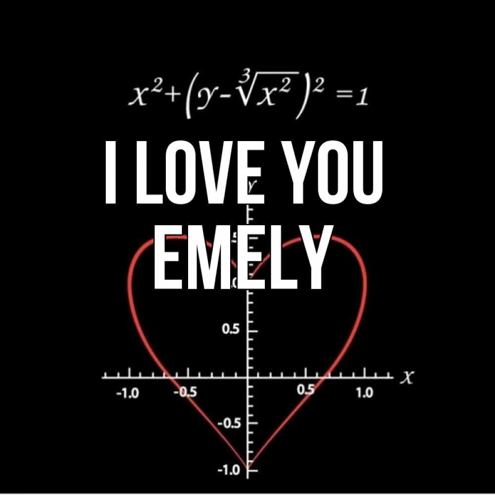 Greetings card с именем, Emely I love you сердечная формула Greetings with text for free download 