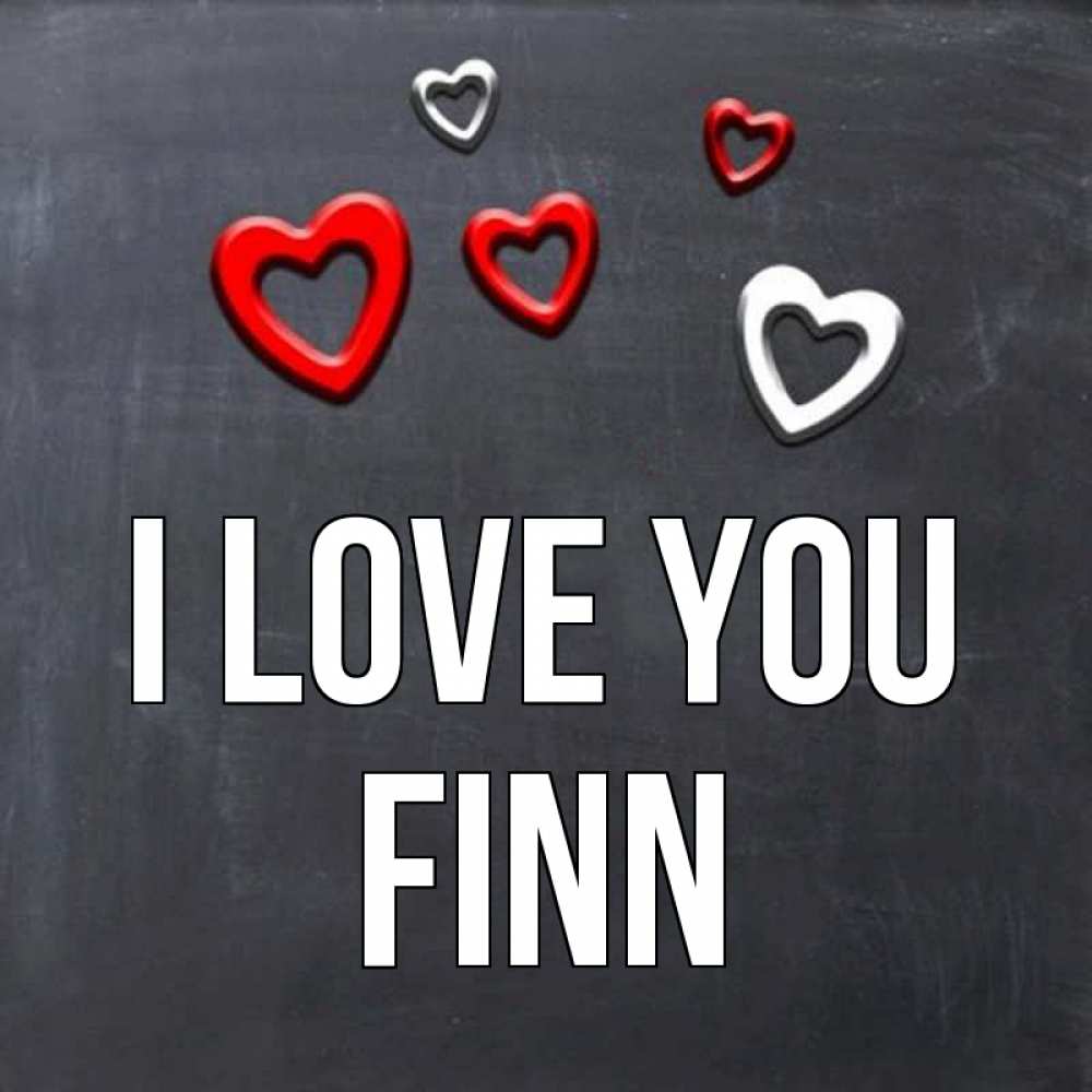 Greetings card с именем, Finn I love you сердечки белые и красные Greetings with text for free download 
