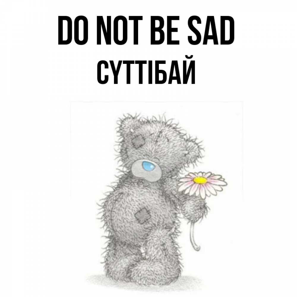 Greetings card с именем, СҮТТІБАЙ Do not be sad Плюшевый медвежонок с заплатками Greetings with text for free download 