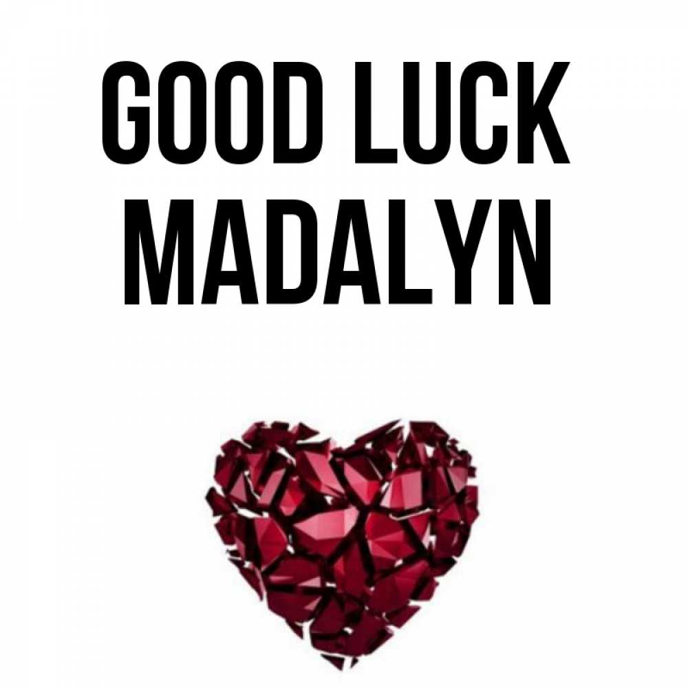 Greetings card с именем, Madalyn Good luck бордовое из кристаллов  1 Greetings with text for free download 
